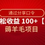 薅羊毛项目，靠分享口令，一天轻松收益100+【附教程】【揭秘】