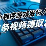 抖音小程序游戏发行人课程：带你玩转游戏任务变现，单条视频赚取25w