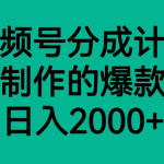 视频号分成计划，轻松无脑制作的爆款领域，日入2000+