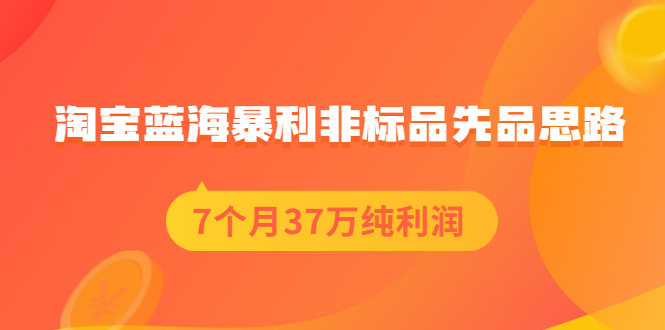 淘宝蓝海暴利非标品先品思路，7个月37万纯利润，压箱干货分享！