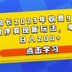 D1G馆长2023年收费990的抖音小程序变现新玩法，单号轻松日入200+