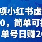 森罗万项小红书虚拟搬砖项目1.0，简单可批量操作，单号日赚200+