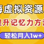蓝海虚拟资源项目，提升记忆力方法，多种变现方式，轻松月入1w+【揭秘】