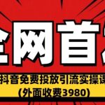 全网首发：抖音免费投放引流实操课(外面收费3980)【揭秘】