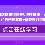 2023年抖店爆单特训营VIP现场课：六大实战篇+7天快速起爆+标签暴力玩法