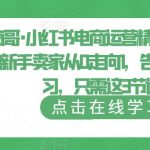 疯哥·小红书电商运营精通课，帮助新手卖家从0走向1，告别无效学习，只需这3节课