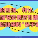 打造你的引流、转化、团队系统，让你收获很多引爆流量、翻倍业绩的“杀手锏”