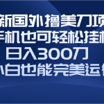 国外撸美刀项目，手机也可操作，轻松挂机操作，日入300刀 小白也能完美运行