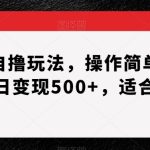 快手自撸玩法，操作简单，熟练单日变现500+，适合小白【揭秘】