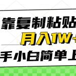 仅靠复制粘贴，被动收益，轻松月入1w+，新手小白秒上手，互联网风口项目