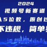 2024视频号新赛道，月入5位数+，原创过审，搬运不违规，简单易学【揭秘】