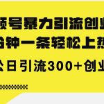 （11754期）视频号暴力引流创业粉，5分钟一条轻松上热门，轻松日引流300+创业粉