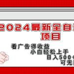 （11772期）2024最新全自动挂机项目，看广告得收益小白轻松上手，日入300+ 可无限放大