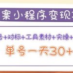 森罗万项毒案小程序变现项目：养号+对标+工具素材+实操+变现，单号一天30+