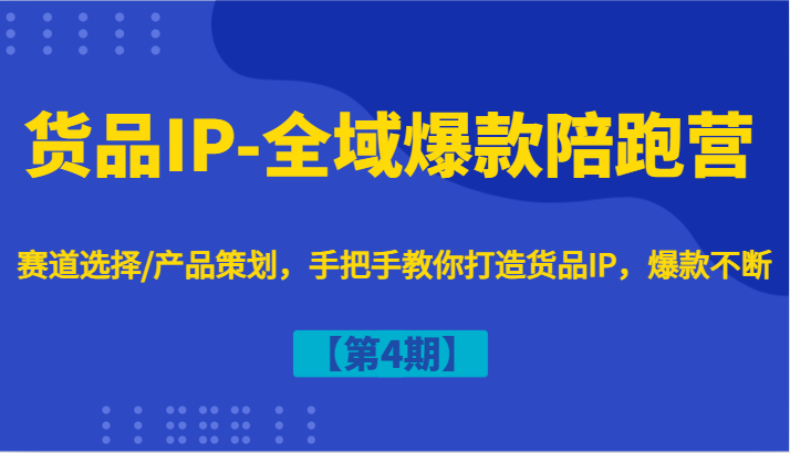 货品IP-全域爆款陪跑营【第4期】赛道选择,产品策划，手把手教你打造货品IP，爆款不断